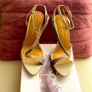 Rhinestone Embellished Clear Evening dress sandals. Size 9M. Never worn.